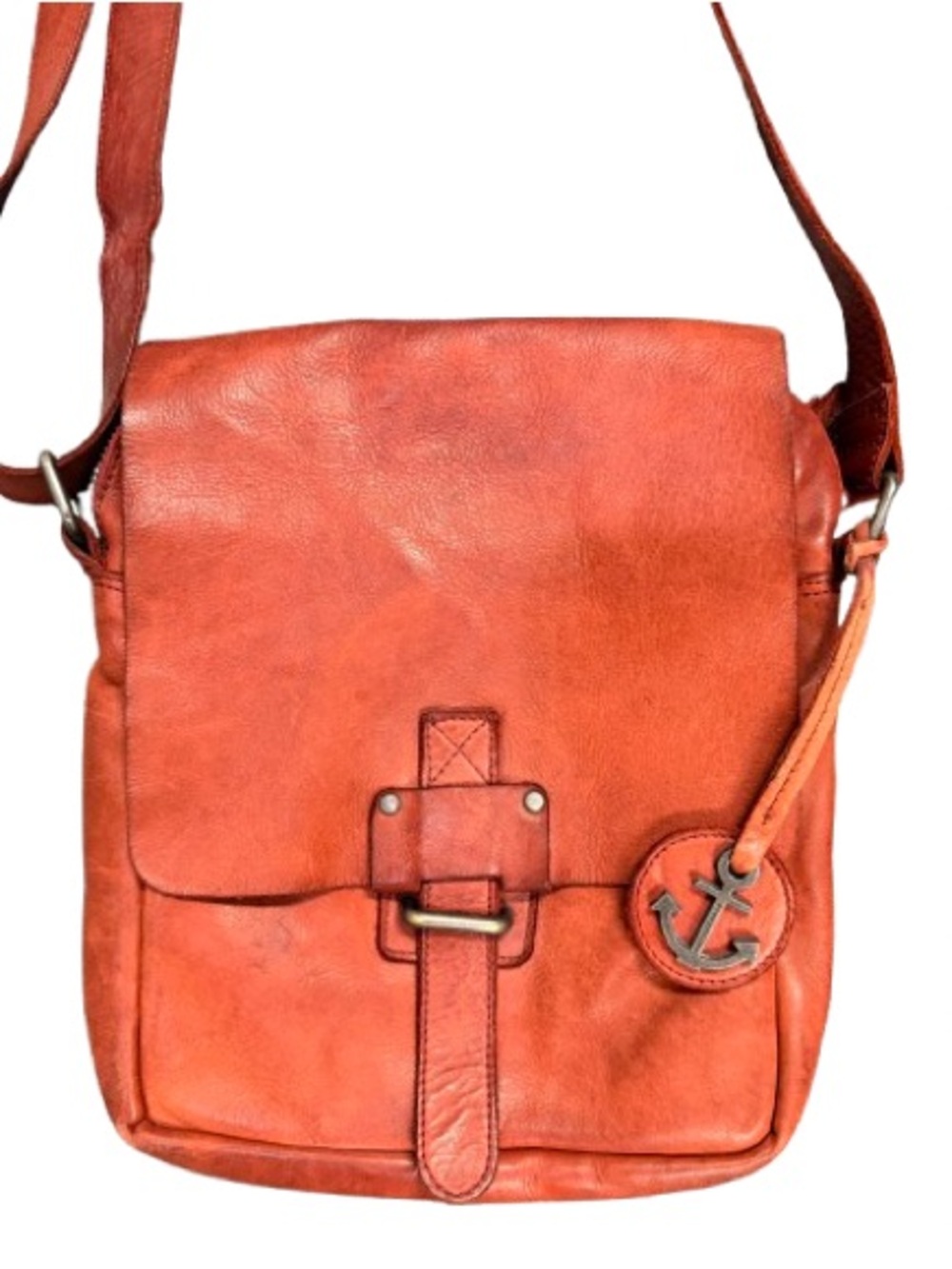 Harbour 2nd Leather Crossbody Bag Cognac Distressed Flap Shoulder Purse 9x10